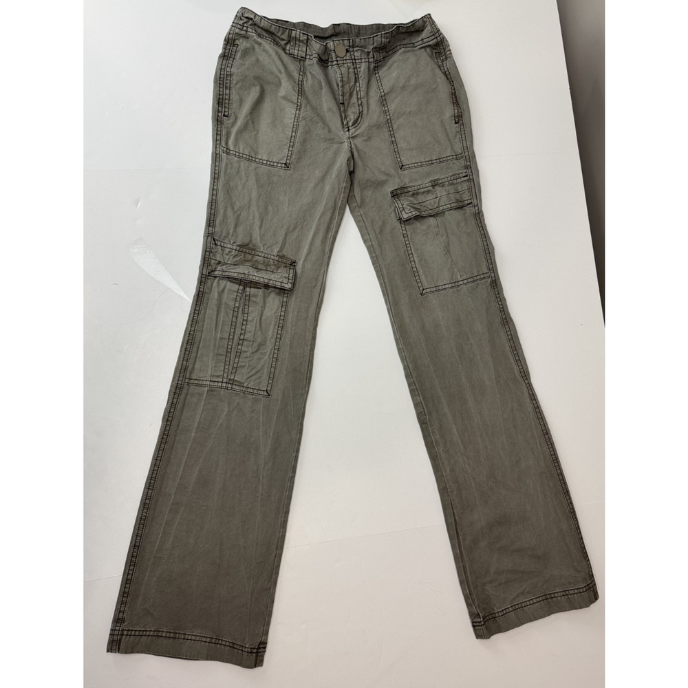 Free People The Things Is Low Rise Utility Cargo Pants Cotton Gray Green Size 0